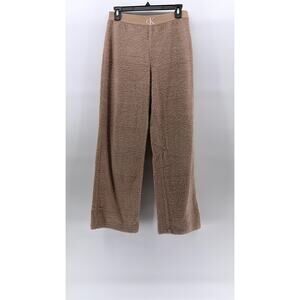 CALVIN KLEIN Women's Light Brown Teddy Relaxed-Fit Wide-Leg Pajama Pants SZ S